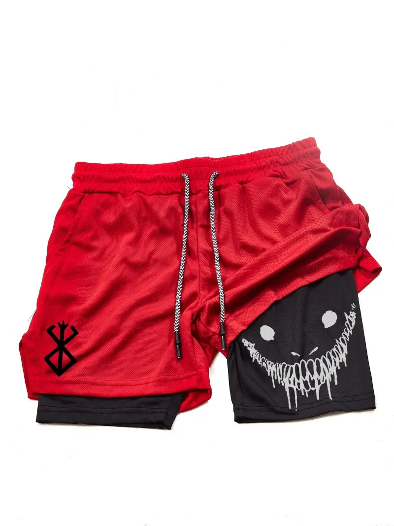 Berserk- Men's 2-in-1 sports short quick drying shorts,
