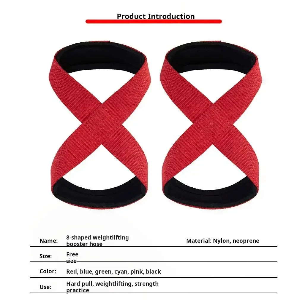 Padded Figure 8 Straps Deadlift Weight Lifting Wrist Straps Power Lifters Workout Pull-ups Horizontal Bar Gym Fitness