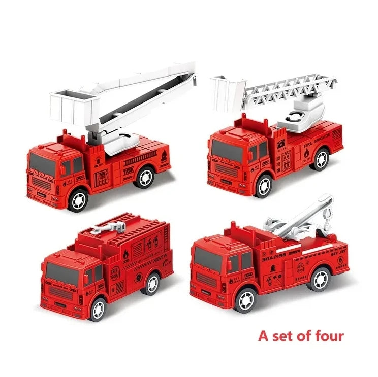 4/6Pcs Mini Inertial Pull Back Engineering Car Set Child Kids Cartoon Toys Birthday Gift