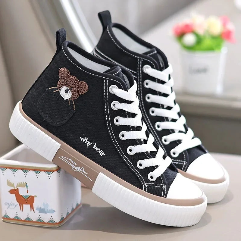 Woman Casual Vulcanized Shoe Flats High Top