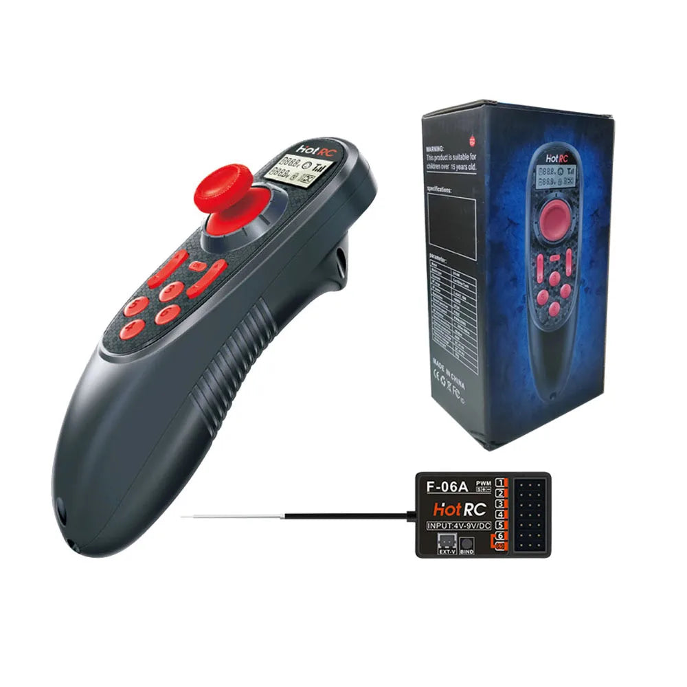 HOTRC DS-600 6CH 2.4GHz Radio System Transmitter Remote Controller with F-06A Channel Receiver for RC Boat