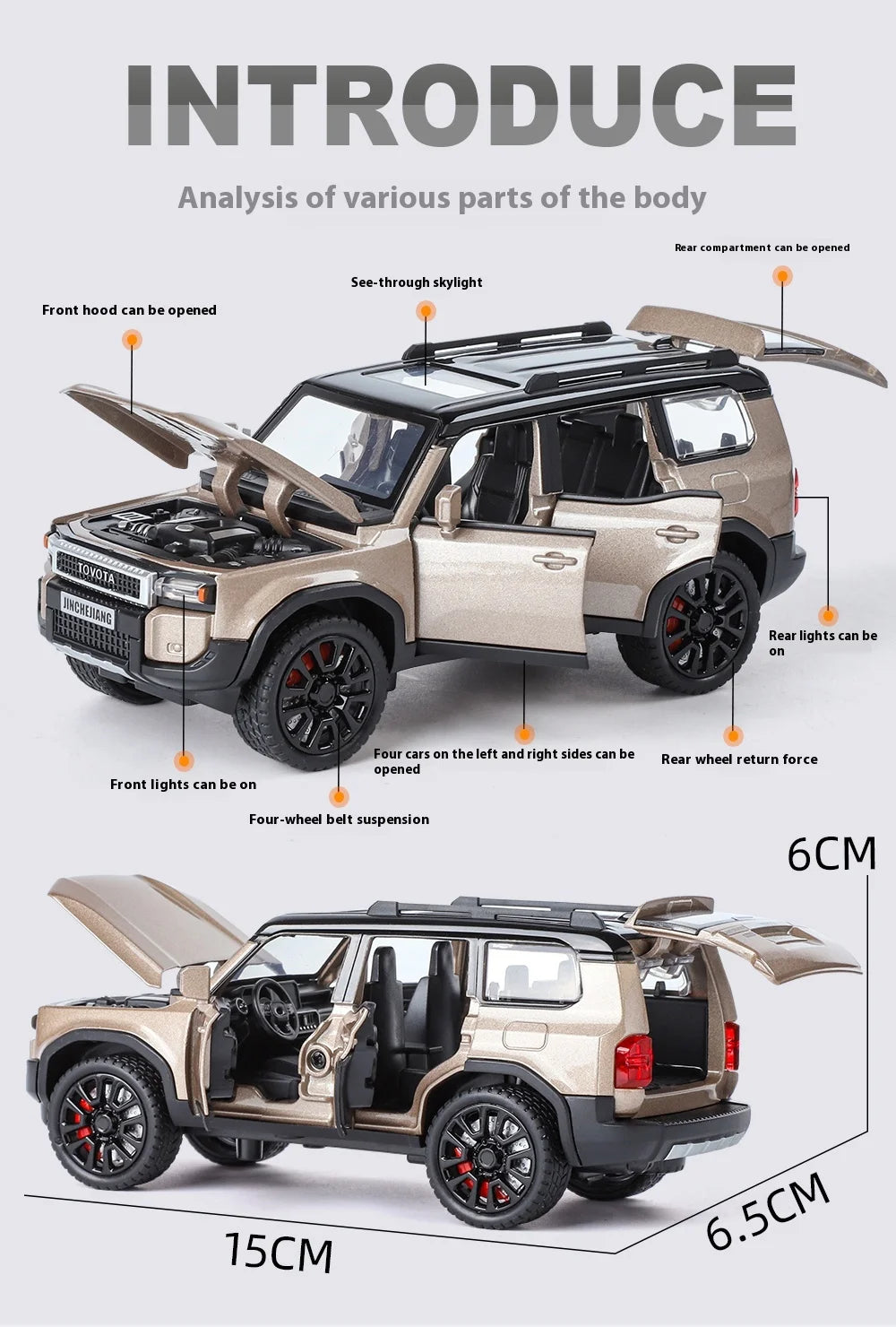 TOYOTA PRADO Diecast Model Collectibles Decorative Gift Boy