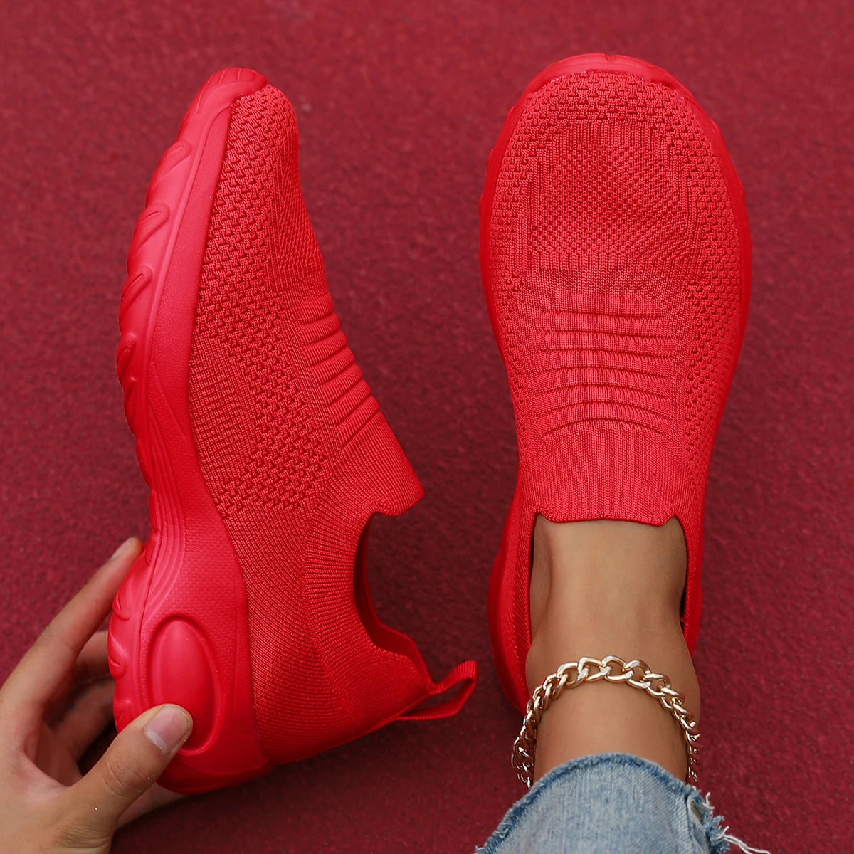 Red Casual Sports Plus Size Vulcanized Shoe