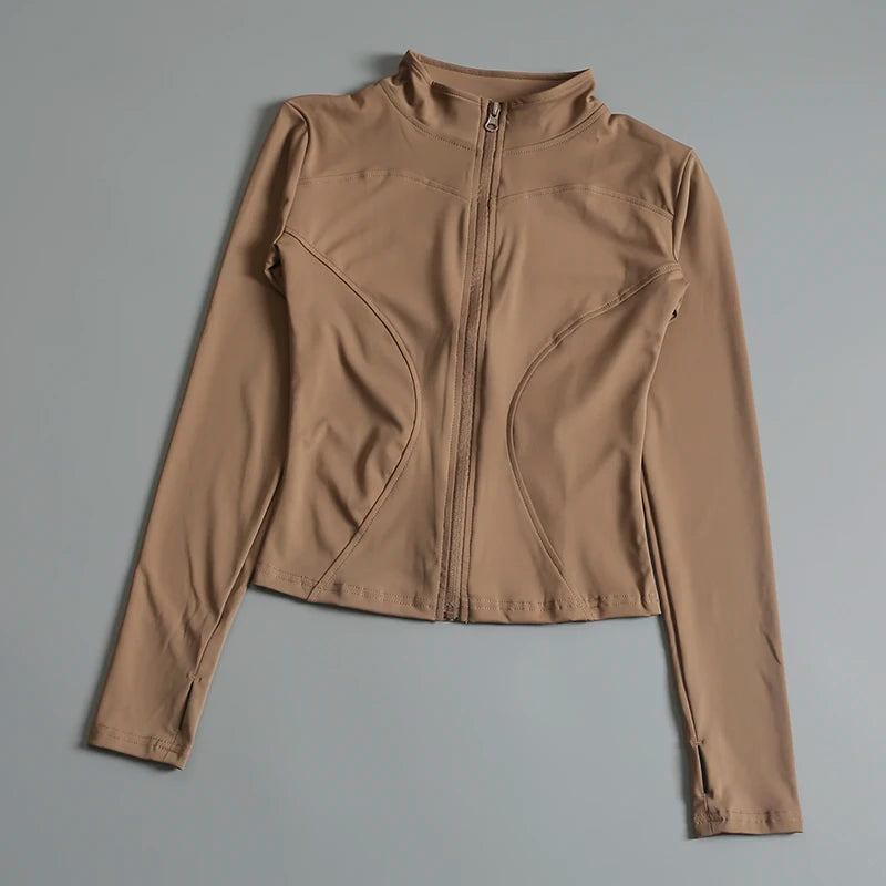 Gym Fitness Zip up Training Running Workout Yoga Cropped Track Sport Jackets for Women