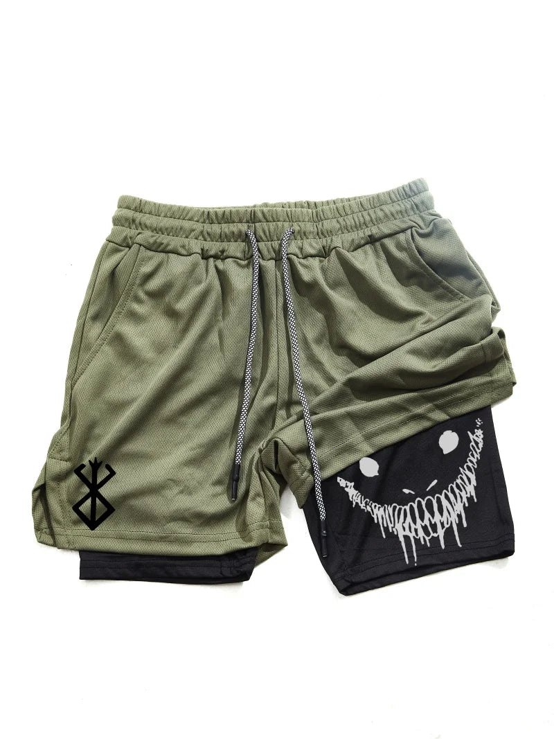 Berserk- Men's 2-in-1 sports short quick drying shorts,