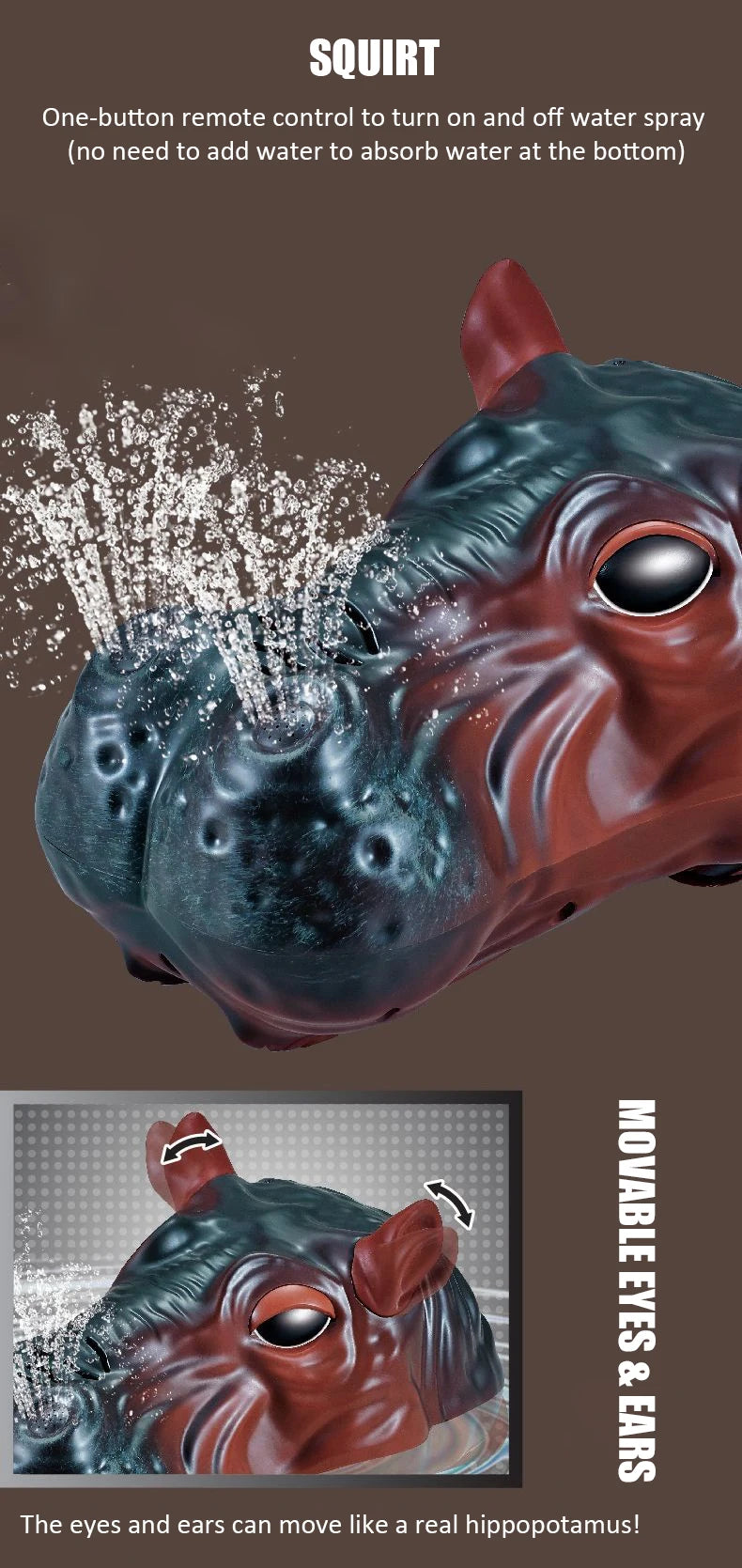 Remote Control Hippopotamus Outdoor Children Toys Kids Gifts