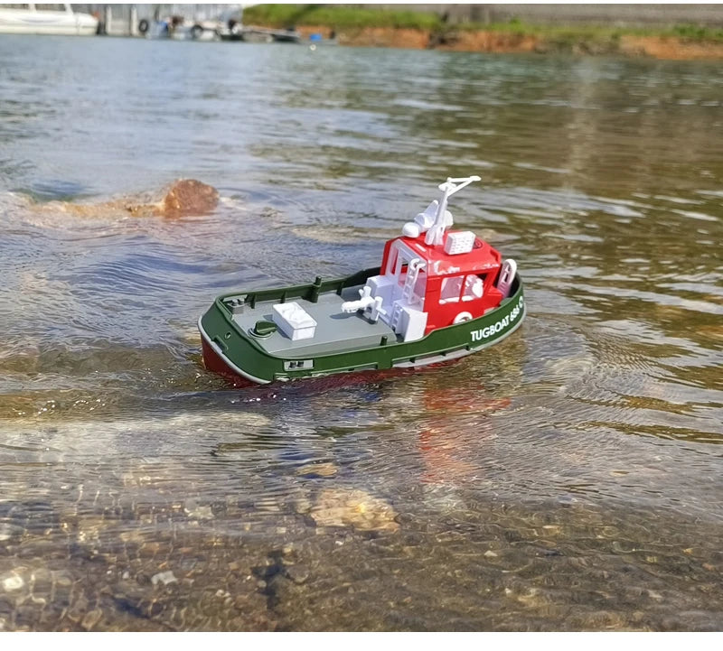 JIKEFUN 686 Rc Boat 2.4G 1/72 Powerful Dual Motor Long Range Wireless Electric Remote Control Tugboat Model Toys for Boys Gift