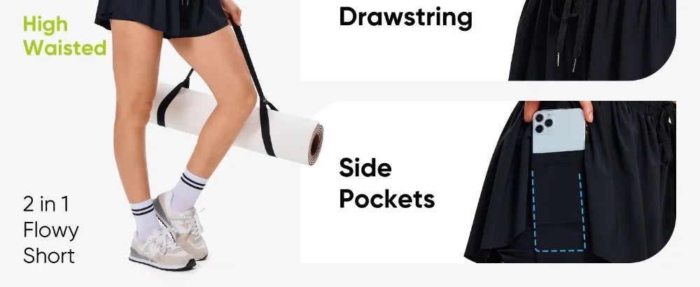 2in1 Jogger Flowy Athletic Shorts for Women