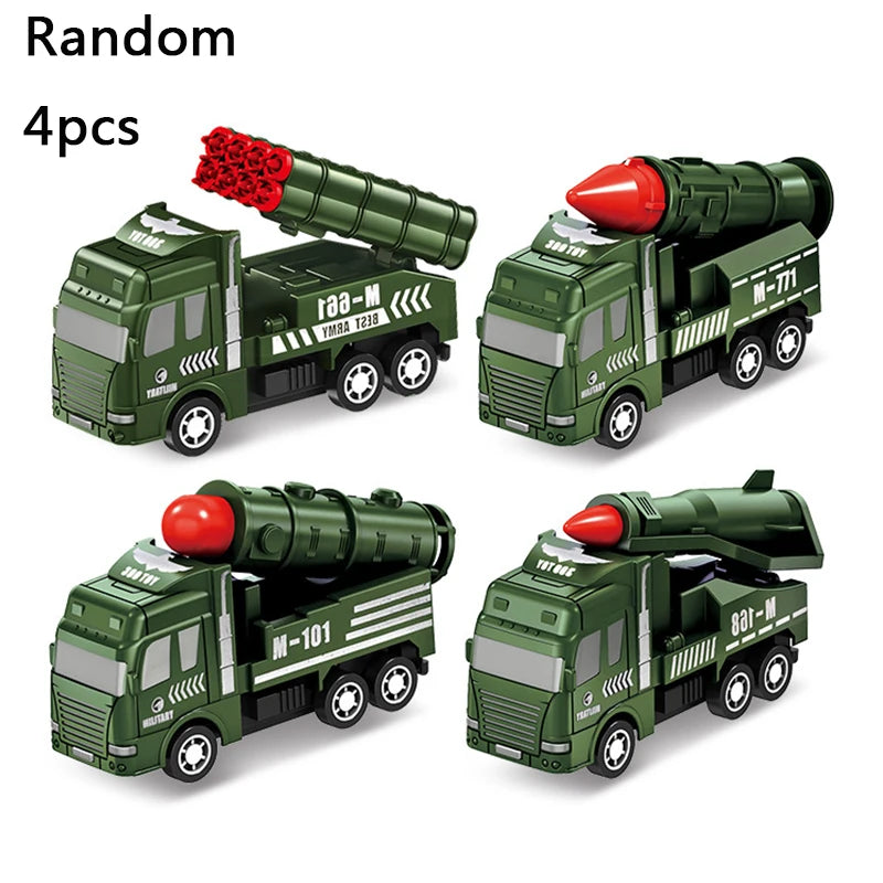 4/6Pcs Mini Inertial Pull Back Engineering Car Set Child Kids Cartoon Toys Birthday Gift