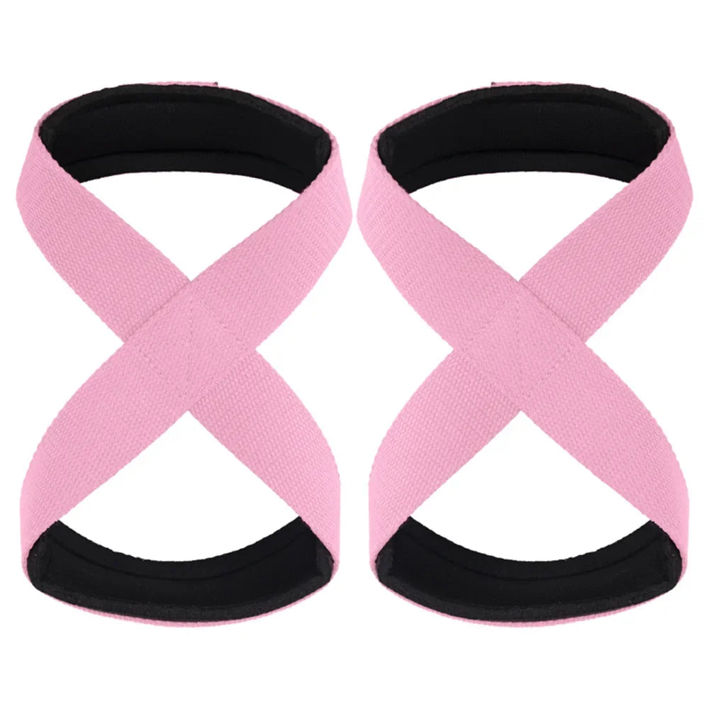 Padded Figure 8 Straps Deadlift Weight Lifting Wrist Straps Power Lifters Workout Pull-ups Horizontal Bar Gym Fitness