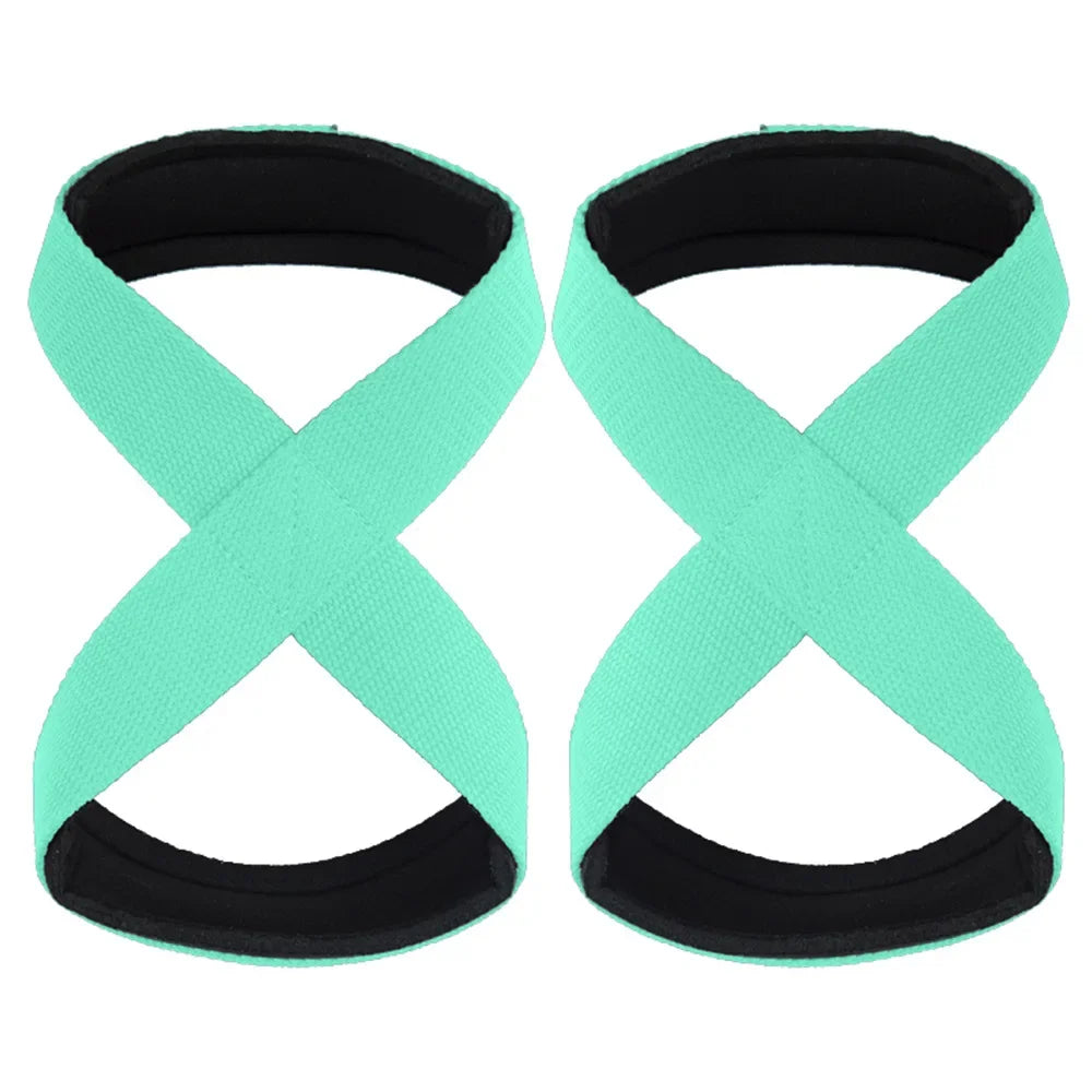 Padded Figure 8 Straps Deadlift Weight Lifting Wrist Straps Power Lifters Workout Pull-ups Horizontal Bar Gym Fitness