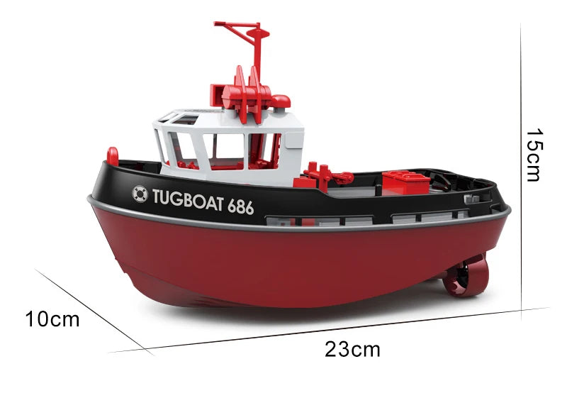 JIKEFUN 686 Rc Boat 2.4G 1/72 Powerful Dual Motor Long Range Wireless Electric Remote Control Tugboat Model Toys for Boys Gift
