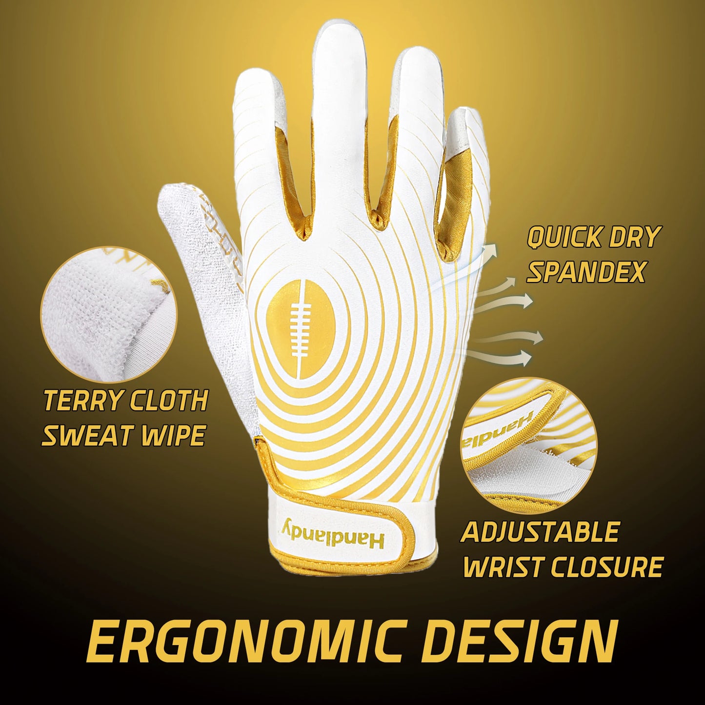 American Football Gloves, for Kids, Fit Rugby