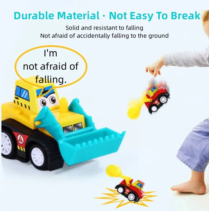 4/6Pcs Mini Inertial Pull Back Engineering Car Set Child Kids Cartoon Toys Birthday Gift