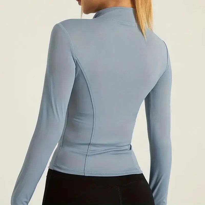 Women's Zip-Up Running Jacket, Breathable Yoga Sportwear
