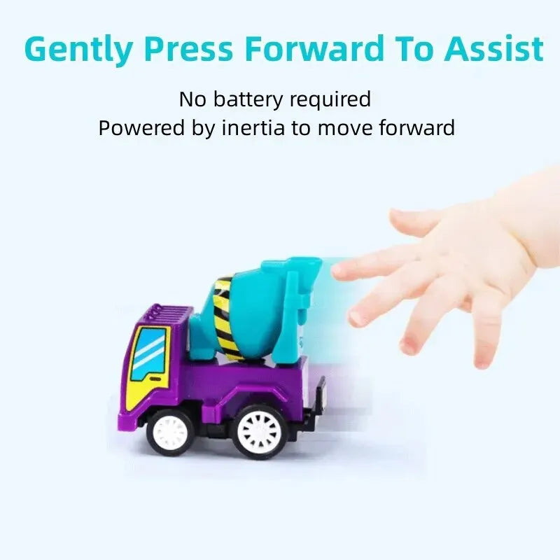 4/6Pcs Mini Inertial Pull Back Engineering Car Set Child Kids Cartoon Toys Birthday Gift