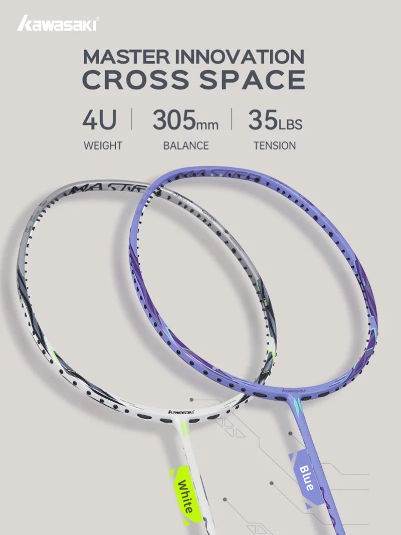 Kawasaki Master Offensive Badminton Racket 4U 2023 Professional Full Carbon Fiber Badminton Rackets