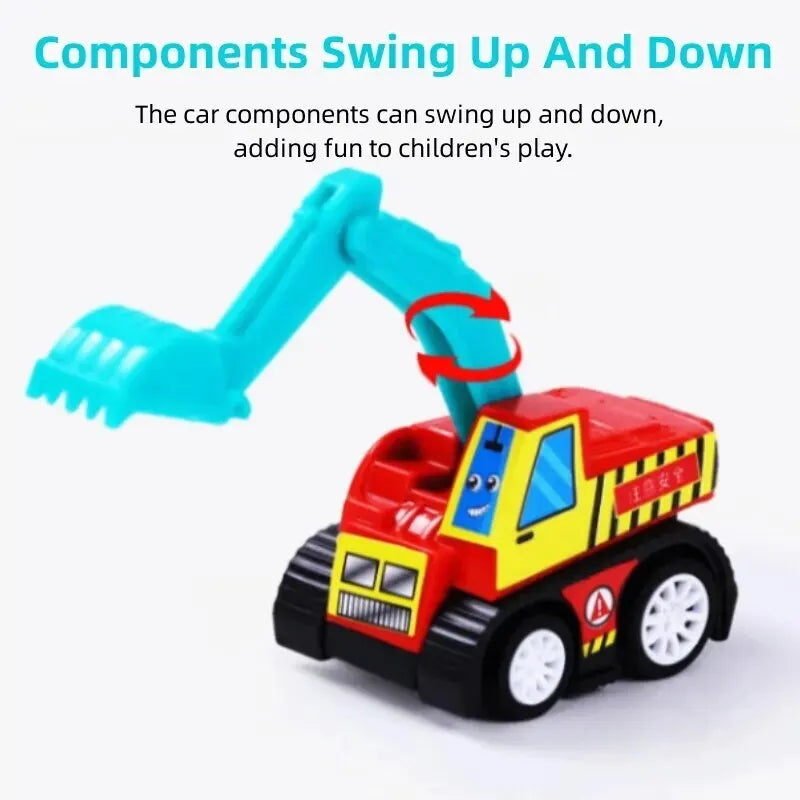 4/6Pcs Mini Inertial Pull Back Engineering Car Set Child Kids Cartoon Toys Birthday Gift