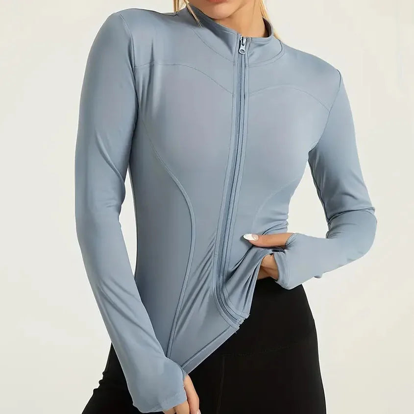 Women's Zip-Up Running Jacket, Breathable Yoga Sportwear