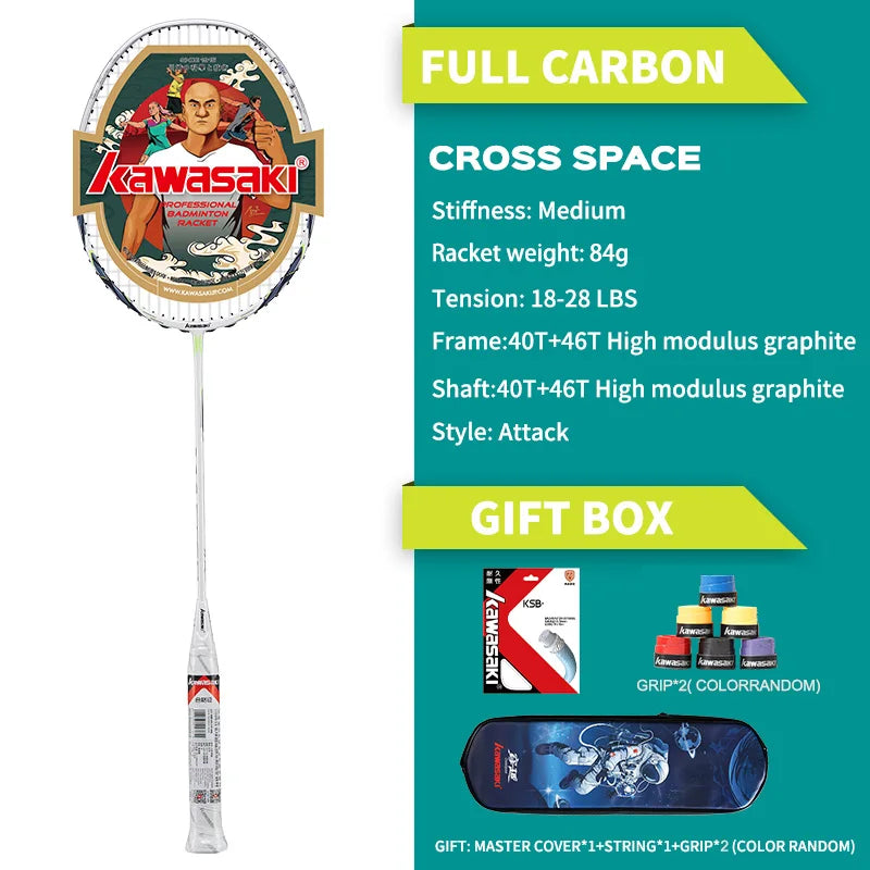 Kawasaki Master Offensive Badminton Racket 4U 2023 Professional Full Carbon Fiber Badminton Rackets