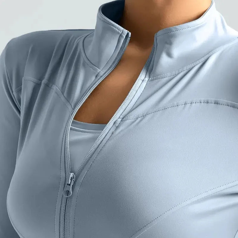 Women's Zip-Up Running Jacket, Breathable Yoga Sportwear