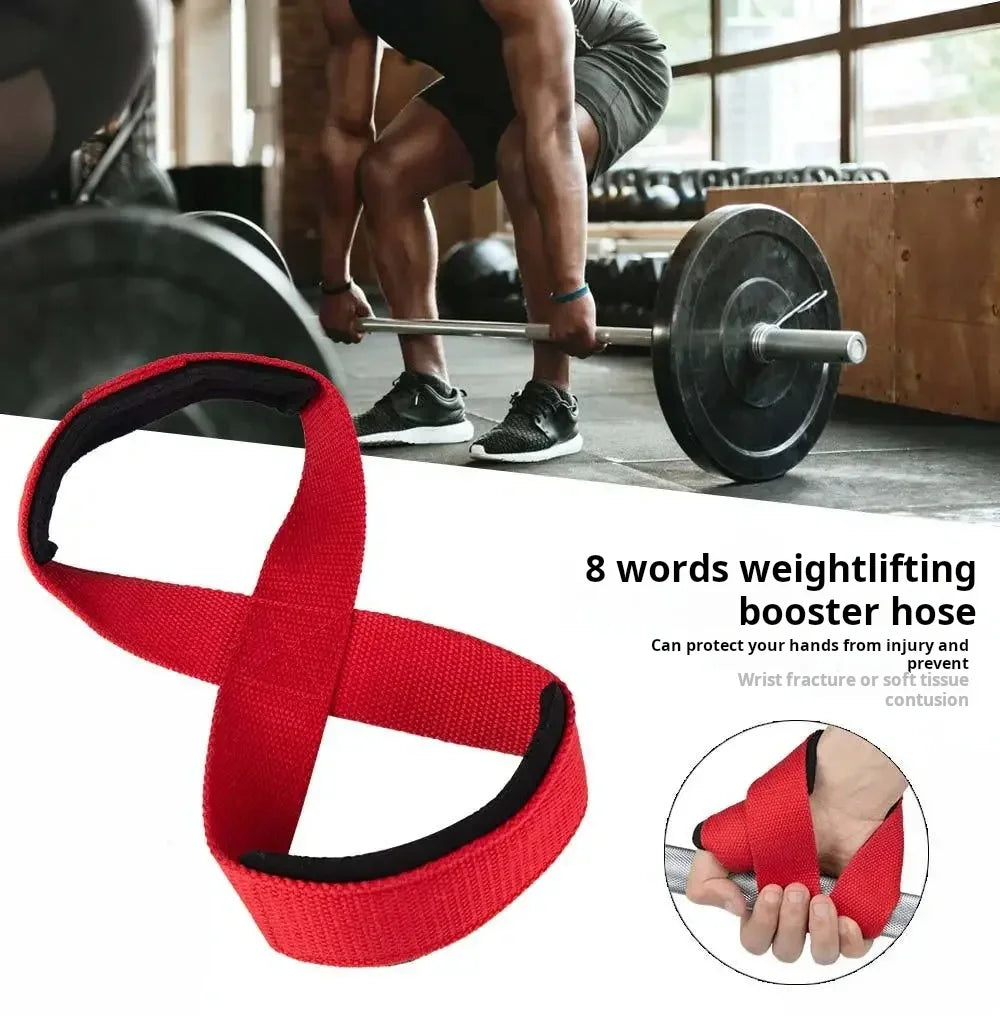 Padded Figure 8 Straps Deadlift Weight Lifting Wrist Straps Power Lifters Workout Pull-ups Horizontal Bar Gym Fitness