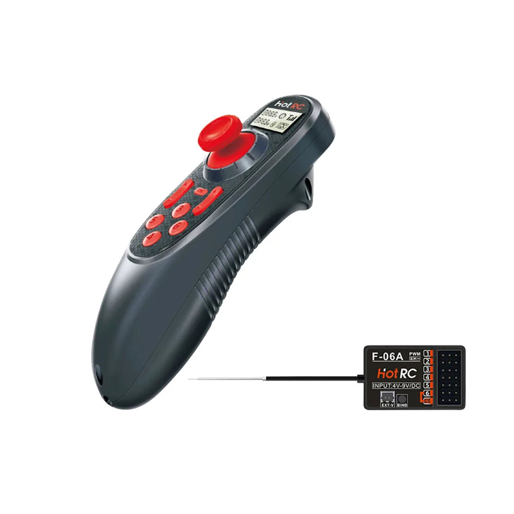 HOTRC DS-600 6CH 2.4GHz Radio System Transmitter Remote Controller with F-06A Channel Receiver for RC Boat