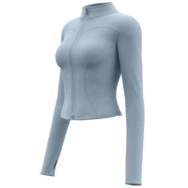 Women's Zip-Up Running Jacket, Breathable Yoga Sportwear