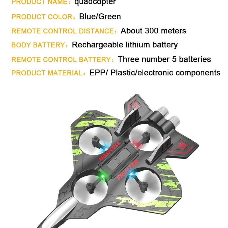 Remote Control Foam Fighter Airplane Toy With Light