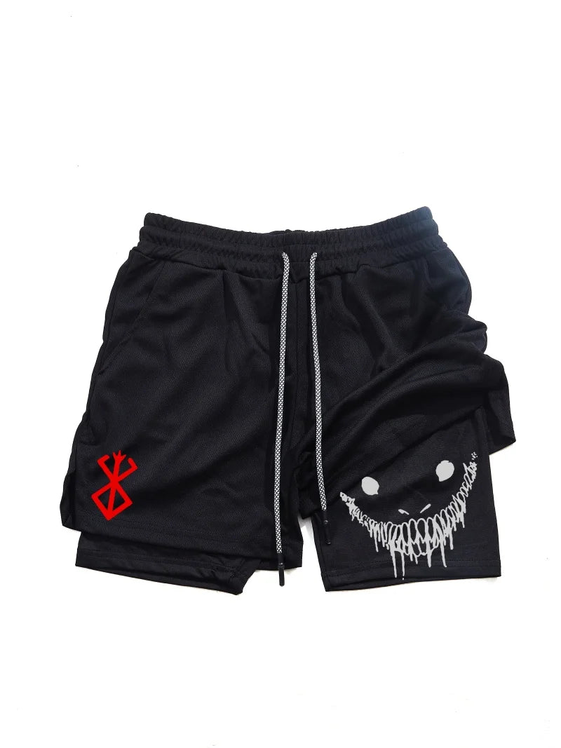 Berserk- Men's 2-in-1 sports short quick drying shorts,