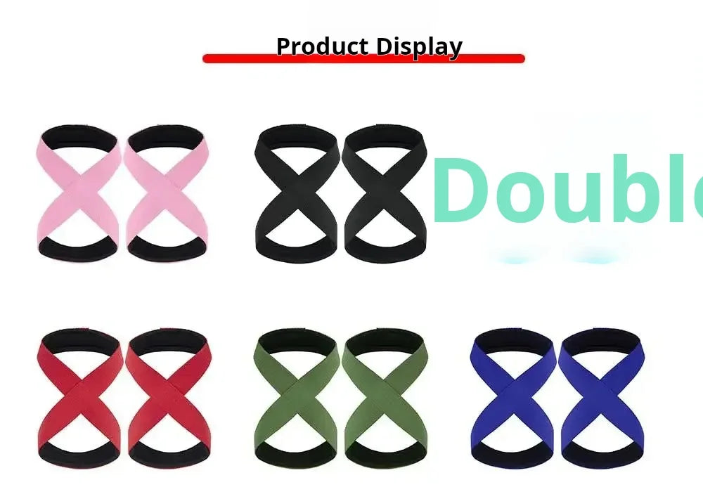 Padded Figure 8 Straps Deadlift Weight Lifting Wrist Straps Power Lifters Workout Pull-ups Horizontal Bar Gym Fitness