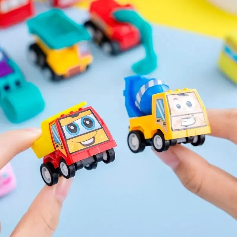 4/6Pcs Mini Inertial Pull Back Engineering Car Set Child Kids Cartoon Toys Birthday Gift