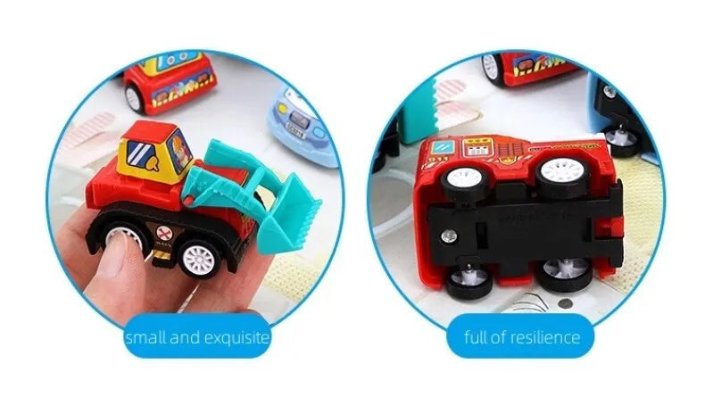 4/6Pcs Mini Inertial Pull Back Engineering Car Set Child Kids Cartoon Toys Birthday Gift