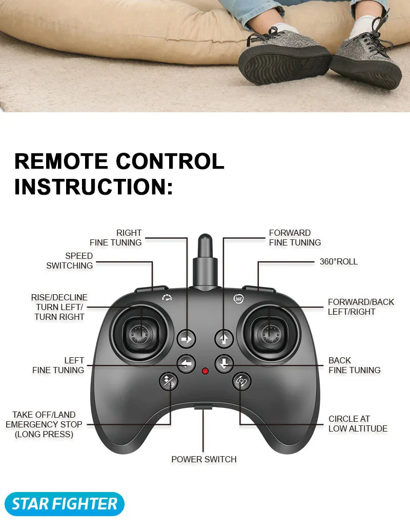 Remote Control Foam Fighter Airplane Toy With Light