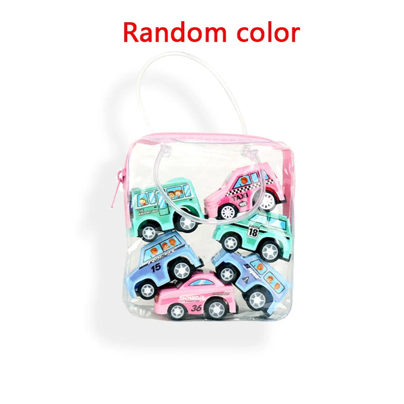 4/6Pcs Mini Inertial Pull Back Engineering Car Set Child Kids Cartoon Toys Birthday Gift