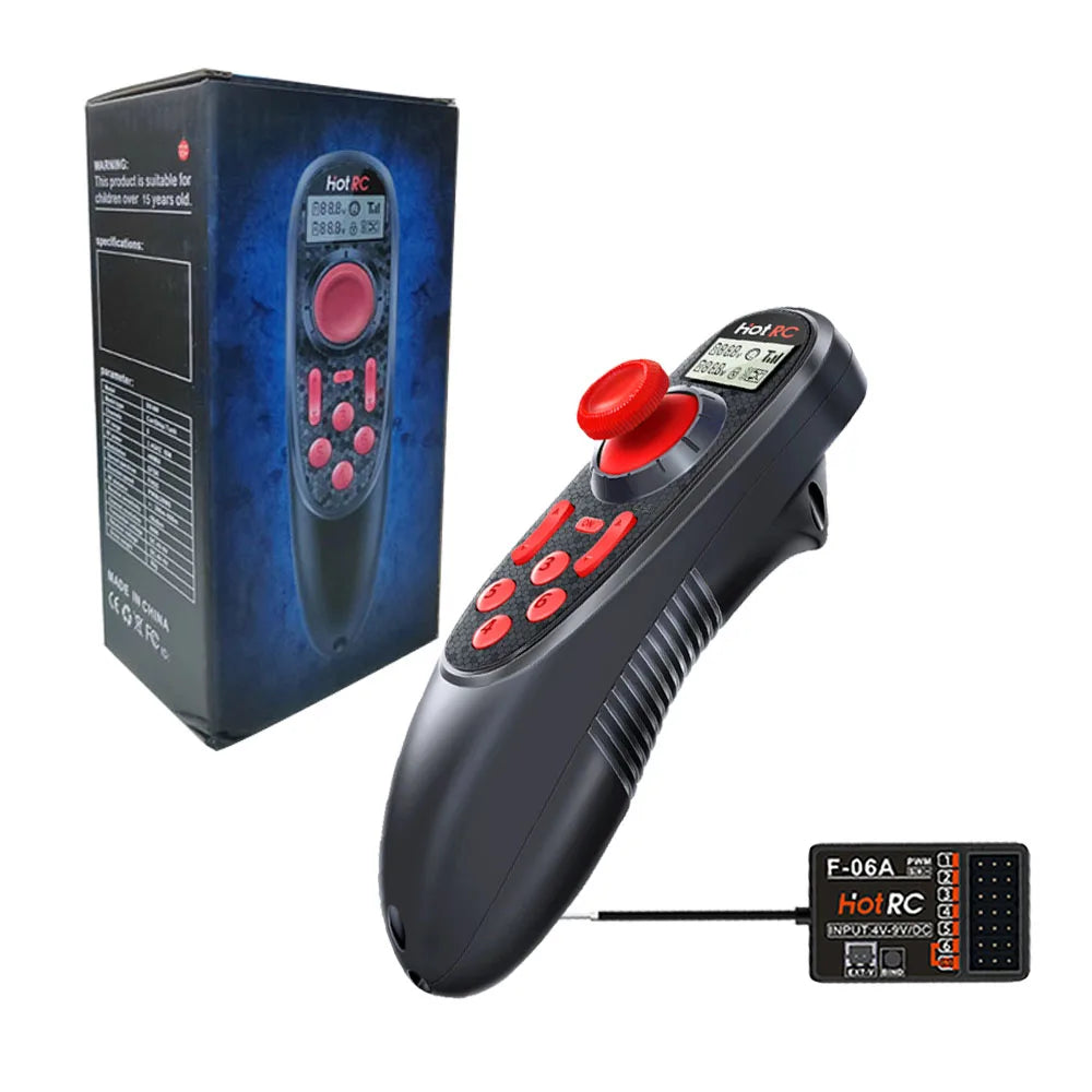 HOTRC DS-600 6CH 2.4GHz Radio System Transmitter Remote Controller with F-06A Channel Receiver for RC Boat