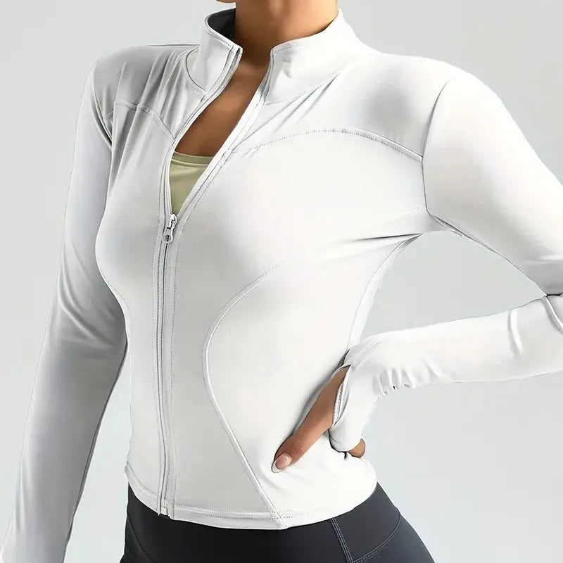 Women's Zip-Up Running Jacket, Breathable Yoga Sportwear