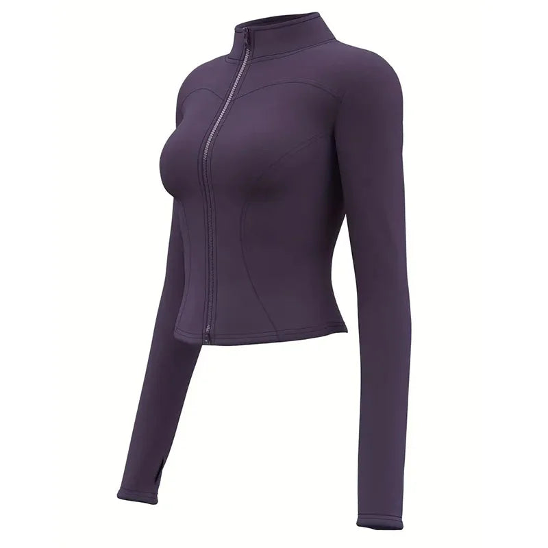 Women's Zip-Up Running Jacket, Breathable Yoga Sportwear