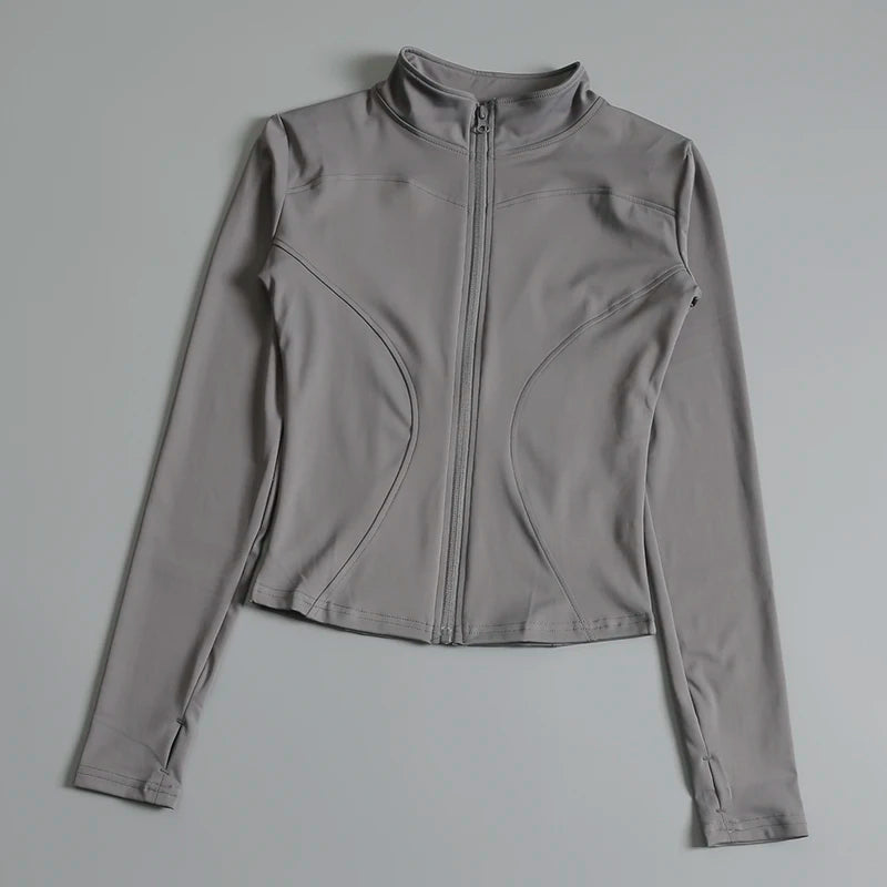 Gym Fitness Zip up Training Running Workout Yoga Cropped Track Sport Jackets for Women