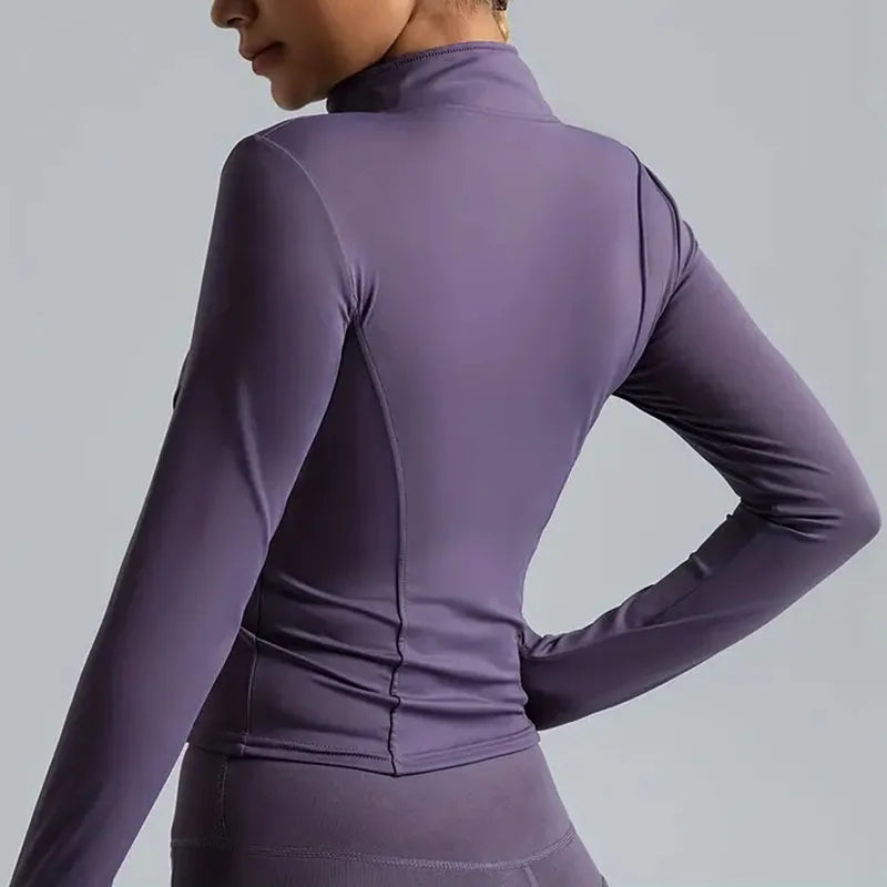 Women's Zip-Up Running Jacket, Breathable Yoga Sportwear