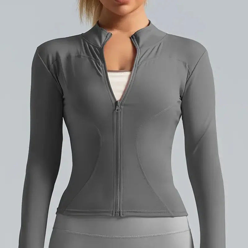Women's Zip-Up Running Jacket, Breathable Yoga Sportwear