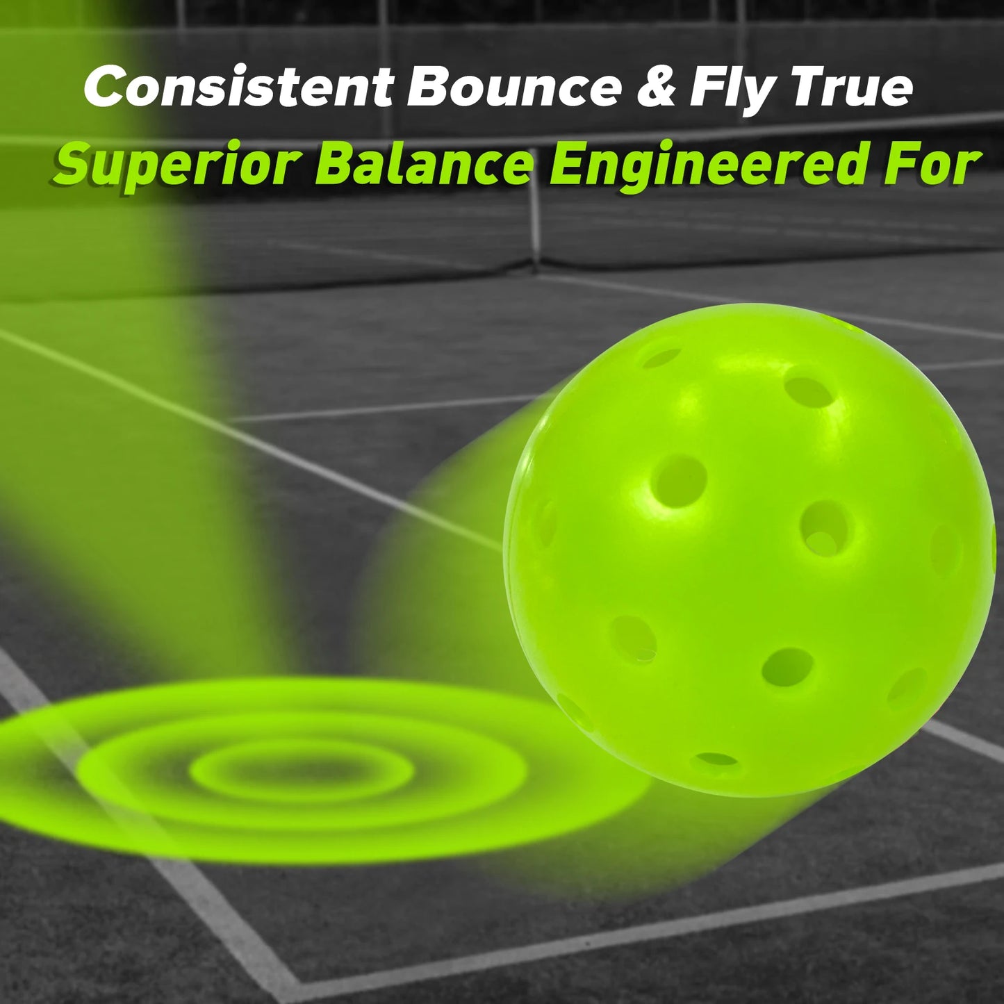Balls Lime Green Pickleballs High Bounce True Flight, Durable
