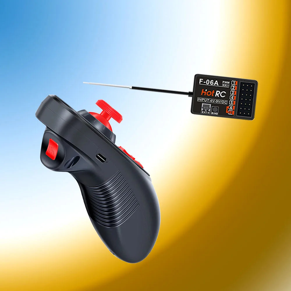 HOTRC DS-600 6CH 2.4GHz Radio System Transmitter Remote Controller   with F-06A Channel Receiver for RC Boat