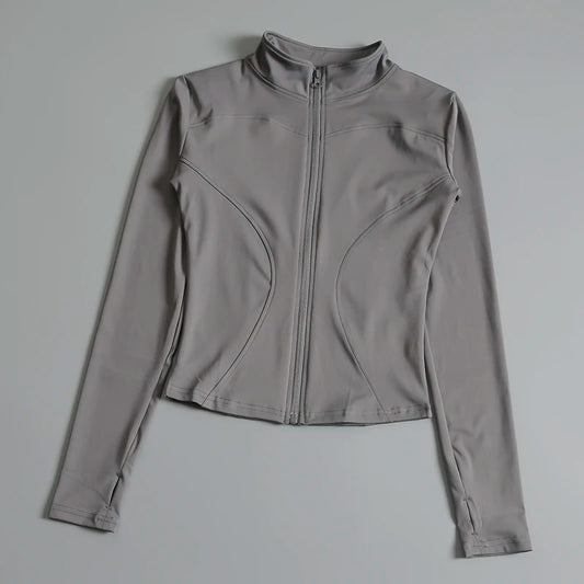 Gym Fitness Zip up Training   Running Workout Yoga Cropped Track Sport Jackets for Women